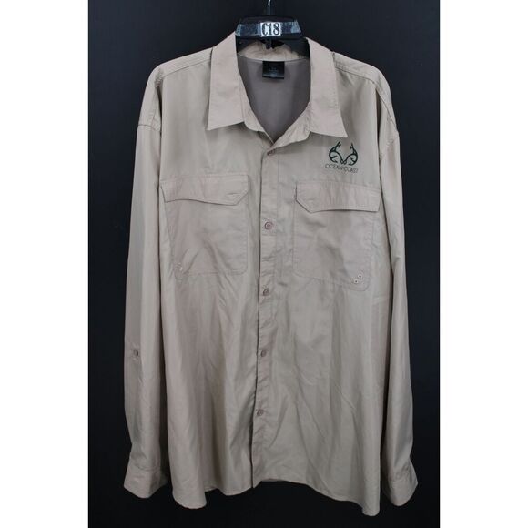 Ocean & Coast Realtree Vented Tan 3xlt Long Sleeve Button Up Shirt - Picture 1 of 10